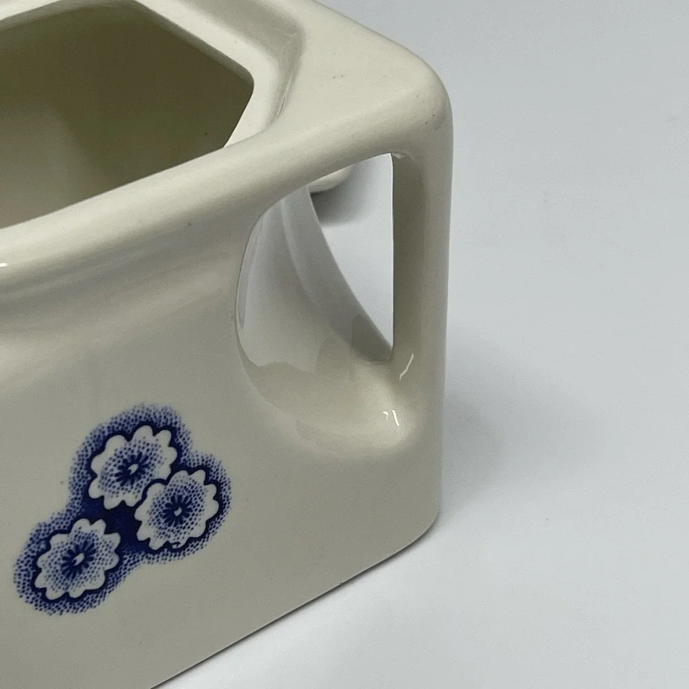 Royal Crownford Staffordshire‎ England Blue Calico Cat Cube Teapot Vintage